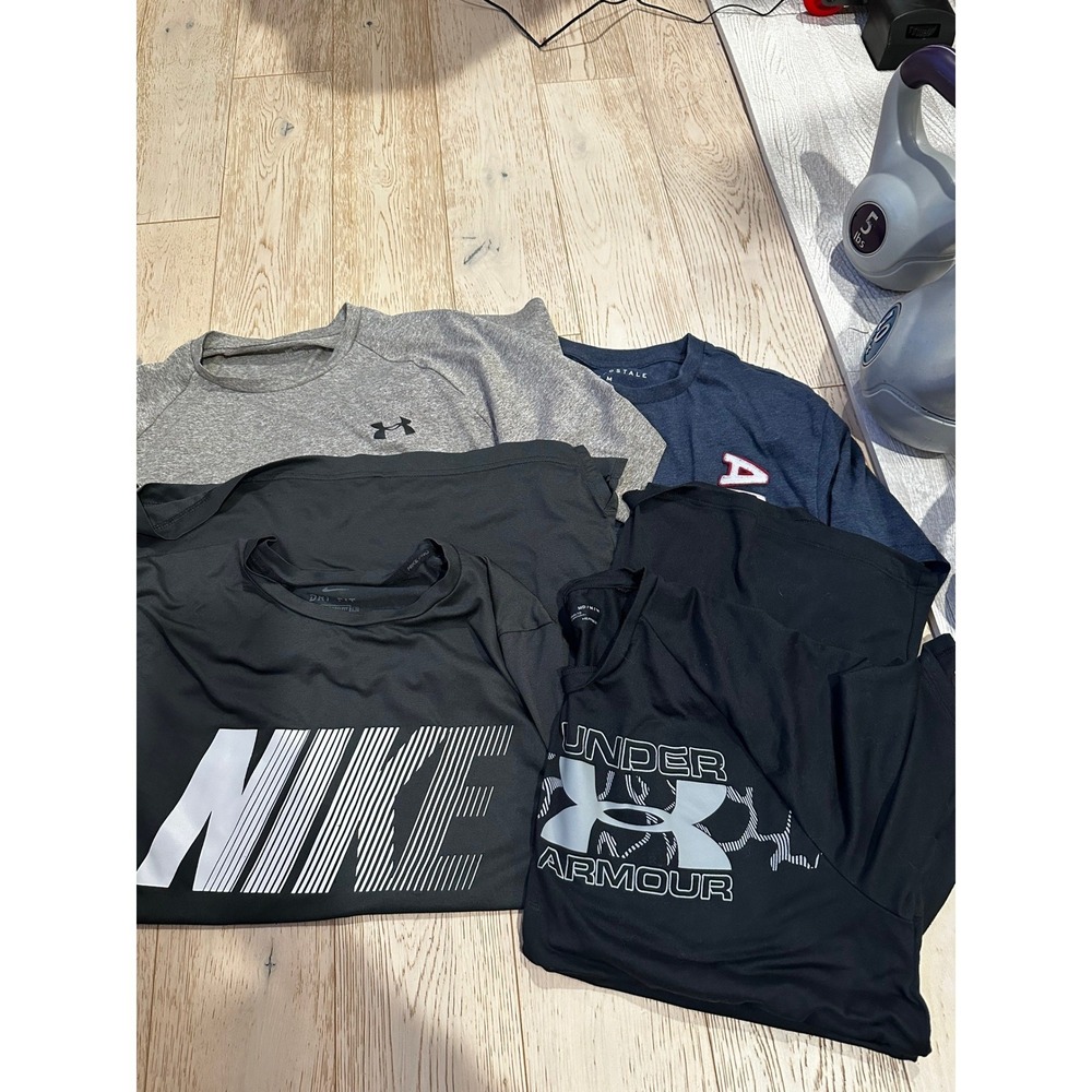 Mens Athletic Shirt Lot 4pc Nike Dri-FIT Under Armour HeatGear Aeropostale M L